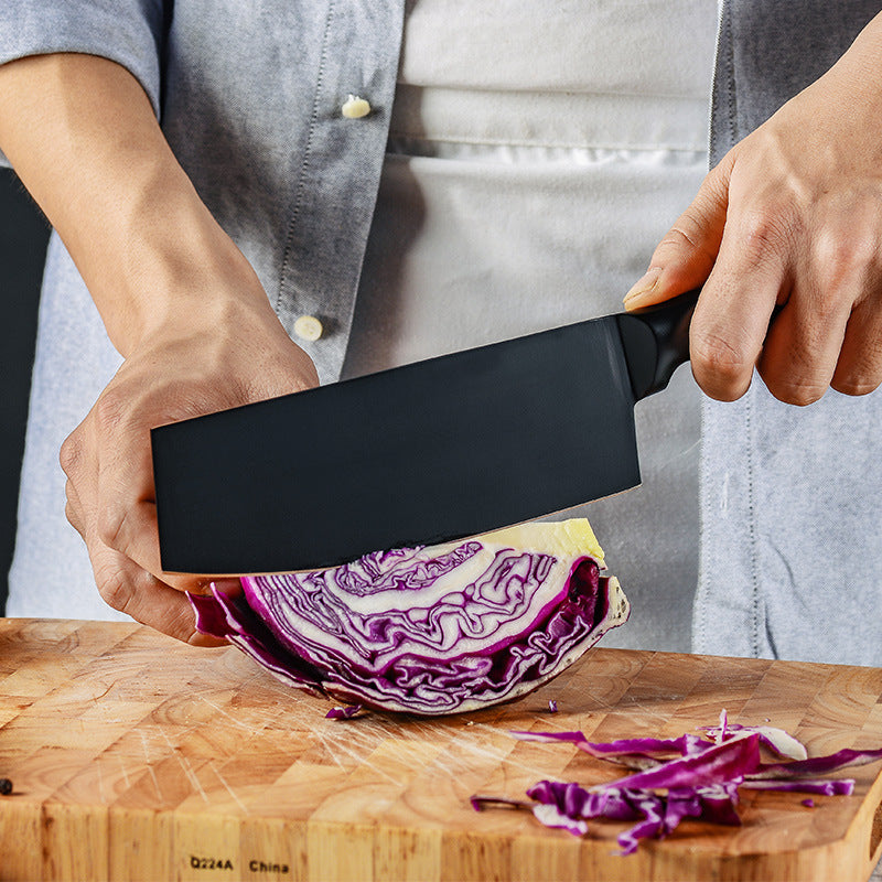 Elevate Your Culinary Skills with the Stainless Steel All-In-One Black Blade Non-Stick Kitchen Knife Set